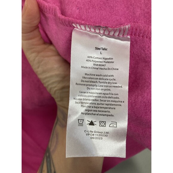 Barbie Hoodie Womens Large Zip Up Star Graphic Sweatshirt Hooded Jacket NWT pink - Picture 15 of 16